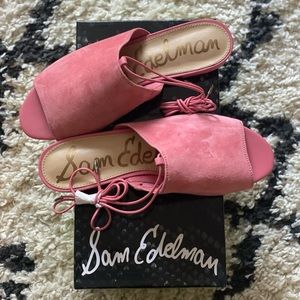 Sam Edelman, light coral suede, lace up flats
